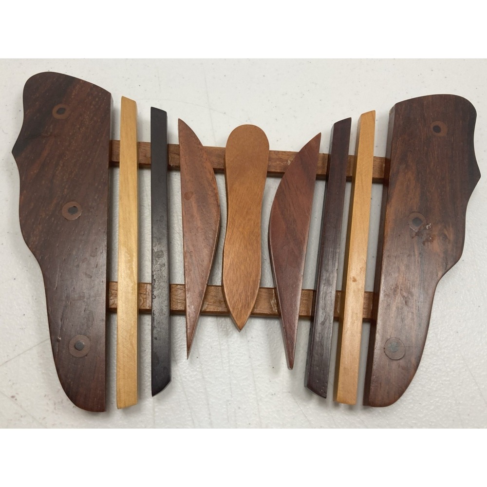 Vintage Mid-Century Butterfly Rare Teak Trivet Rosewood, Maple & Teak 11"